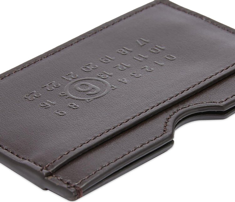 MM6 Maison Margiela Numeric Logo Embossed Card Holder Brown Stone