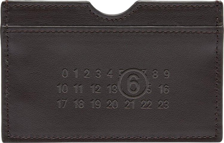 MM6 Maison Margiela Numeric Logo Embossed Card Holder Brown Stone