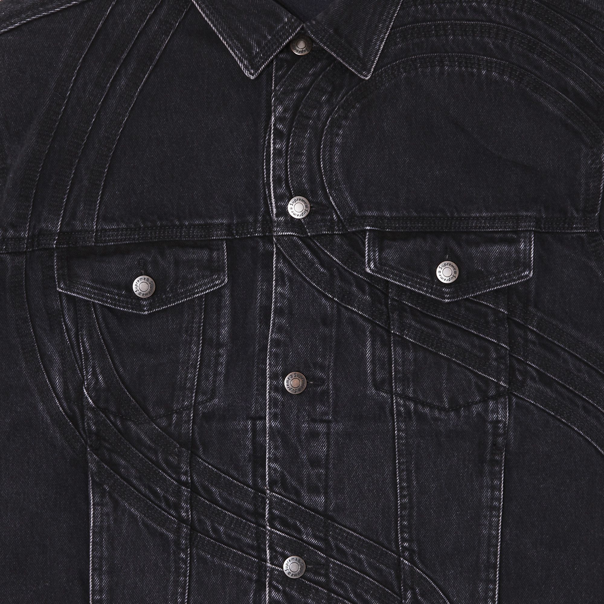 Buy Supreme S Logo Denim Trucker Jacket 'Washed Black