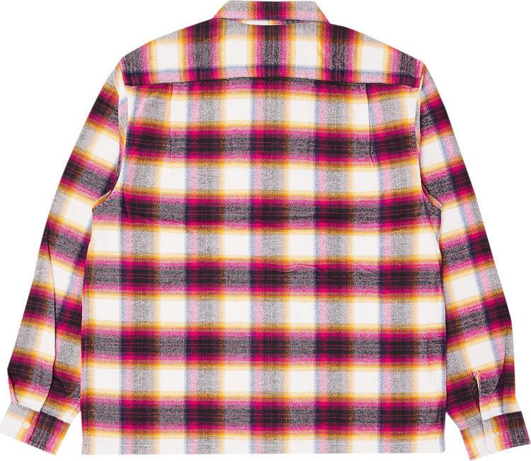 Supreme Shadow Plaid Flannel Zip Up Shirt White