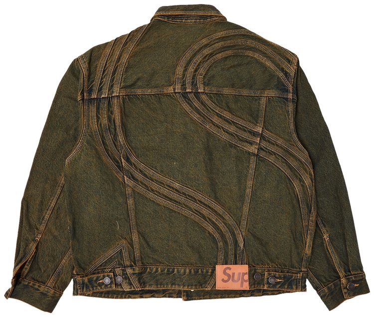 Supreme S Logo Denim Trucker Jacket Dirty
