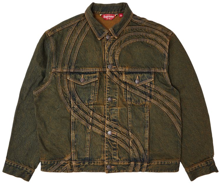 Supreme S Logo Denim Trucker Jacket Dirty