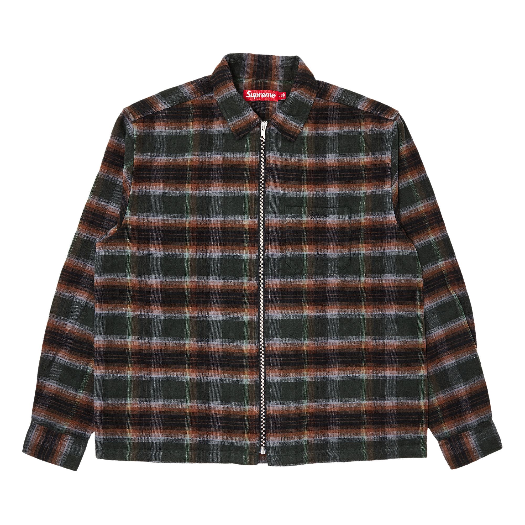Buy Supreme Shadow Plaid Flannel Zip Up Shirt Green SS24S9 GREEN GOAT UK