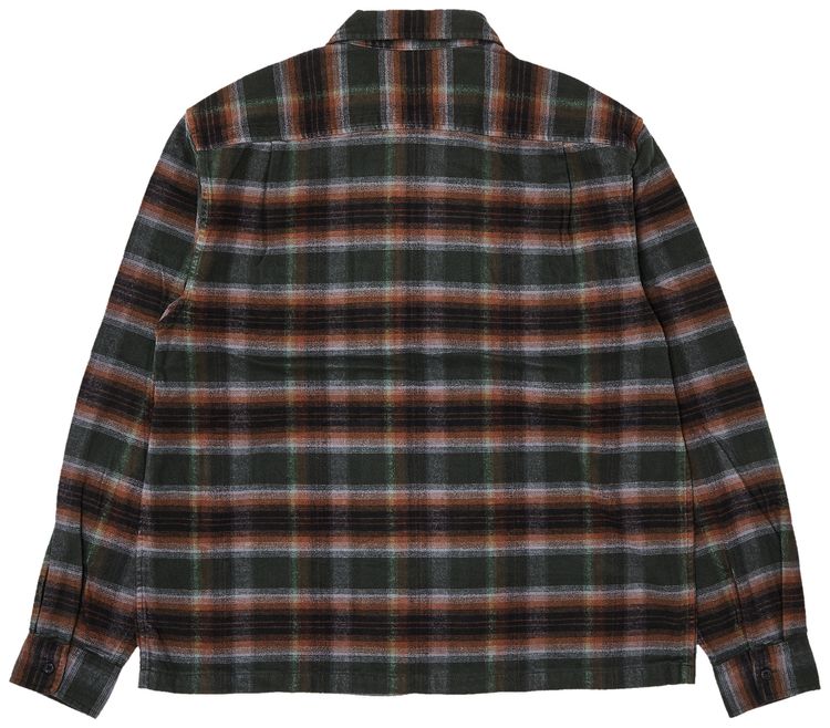 Supreme Shadow Plaid Flannel Zip Up Shirt Green