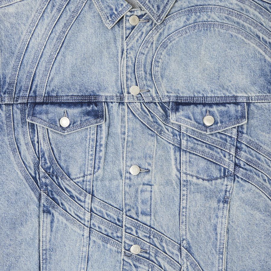 Suiva denim jacket with cow print – Blue/brown/white