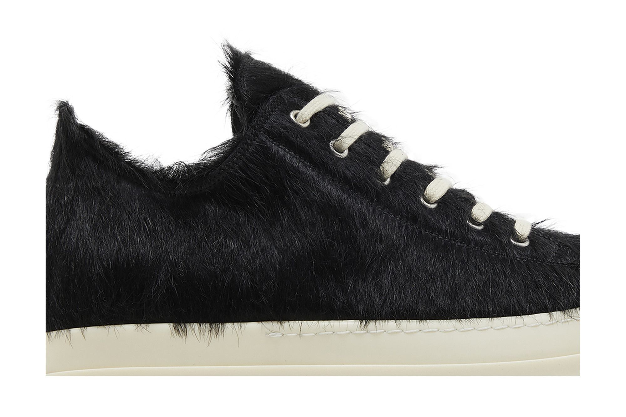 Size 10.0 Rick Owens Strobe Low 'Black Cow Fur'