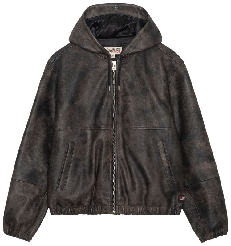 Stussy Work Jacket Black Leather