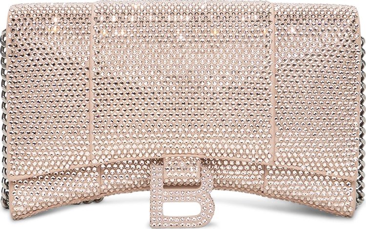 Balenciaga Embellished Hourglass Wallet On Chain Rose Gold