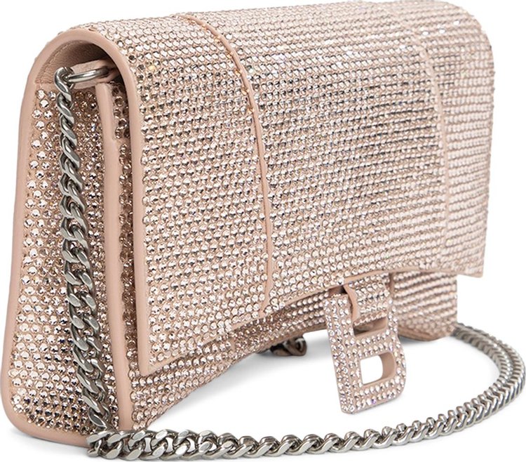 Balenciaga Embellished Hourglass Wallet On Chain Rose Gold