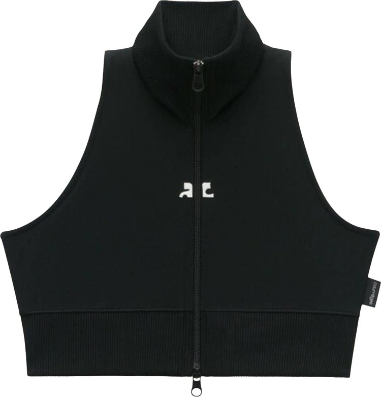 Courrèges Cropped Interlock Tracksuit Vest 'Black'