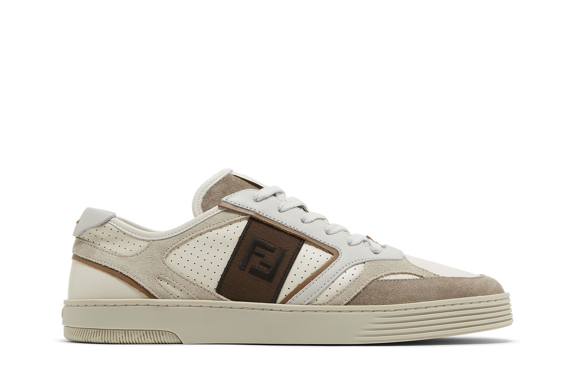 FENDI｜SNEAKERS (Step Leather Low Top Sneakers(7E1631 AQ Fendi - Fendi Step leather low-top sneakers Beige - The Corner