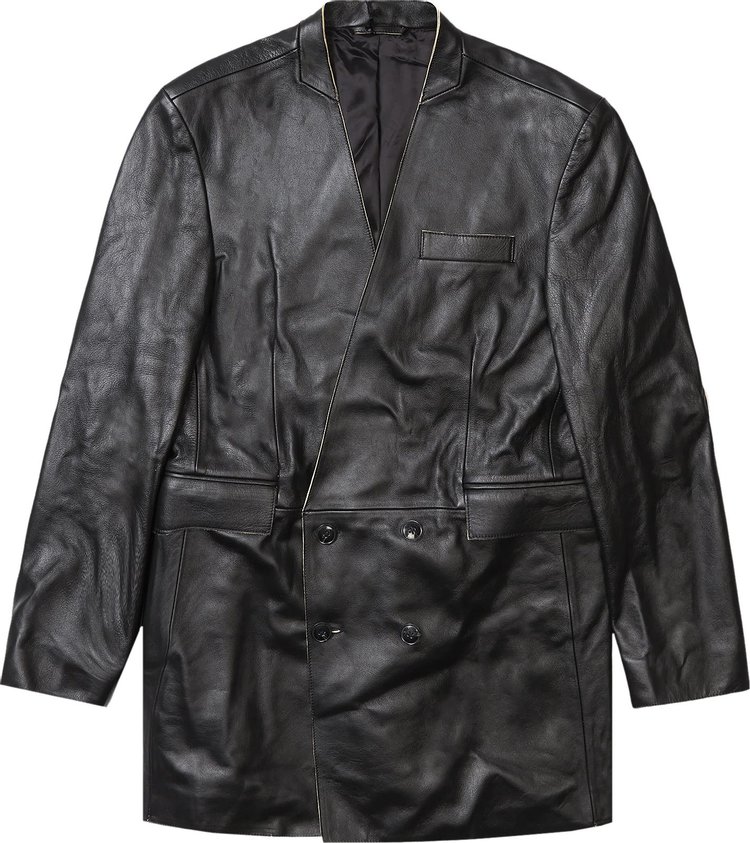 Martine Rose Leather Double Breasted Jacket 'Black'