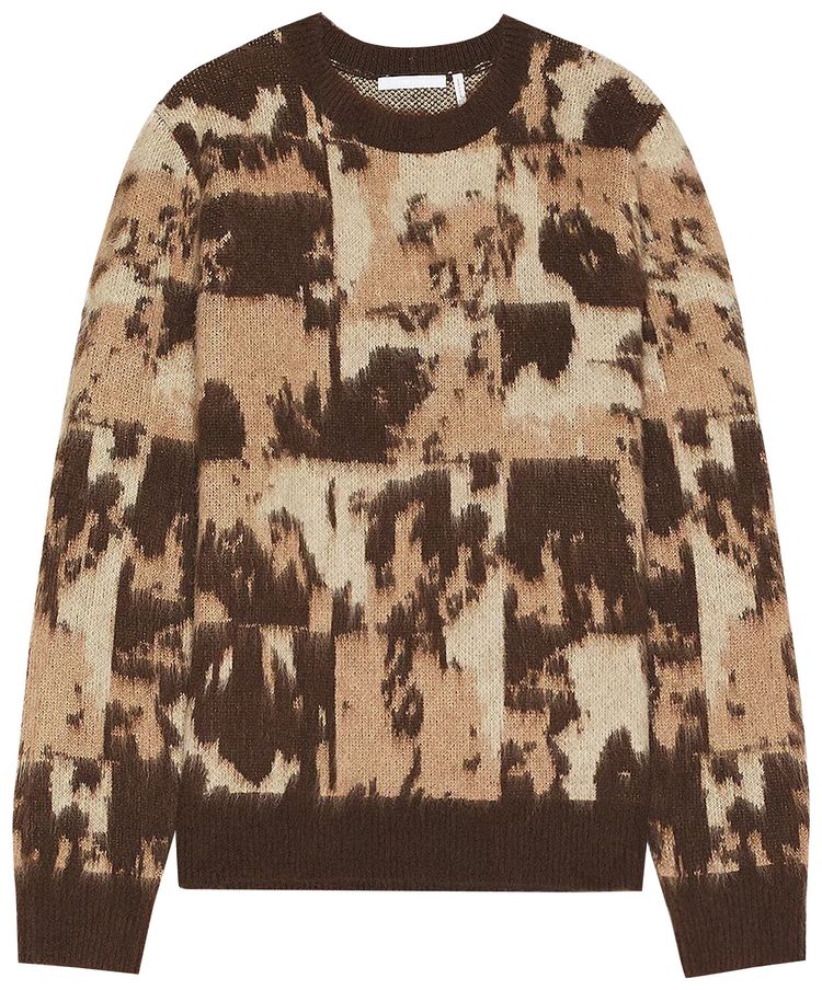 Helmut Lang Jacquard Crewneck Sweater Camel