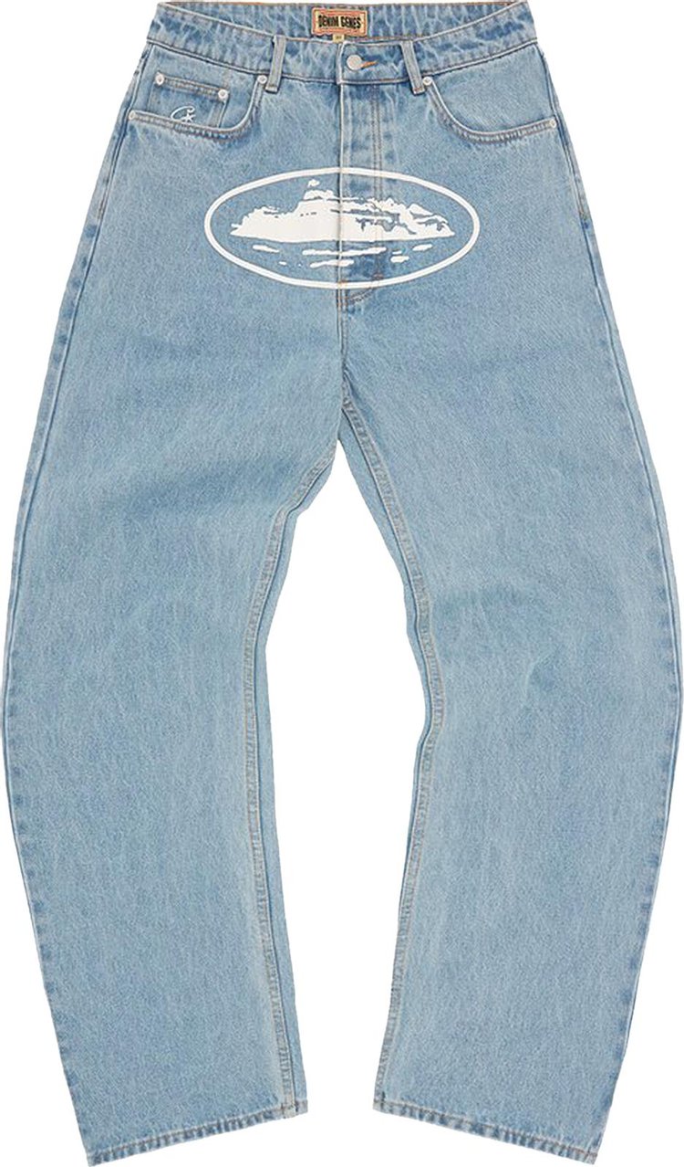 Corteiz Alcatraz Baggy Jeans 'Washed Blue'
