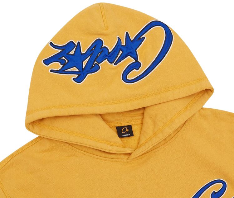 Corteiz Satin C Star Applique Hoodie Mustard