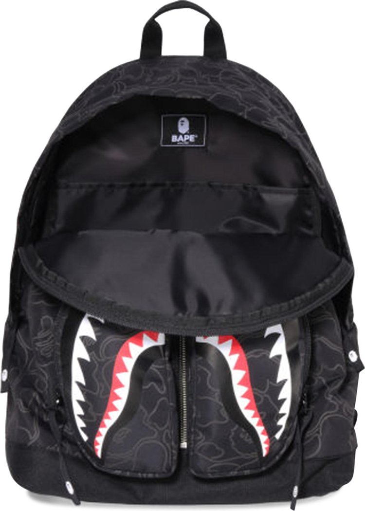 BAPE Neon Camo Shark Day Pack Black