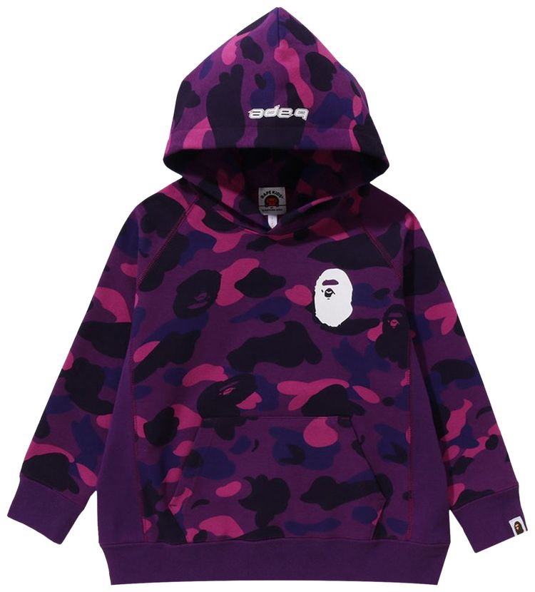 BAPE Kids Color Camo Ape Head Pullover Hoodie Purple