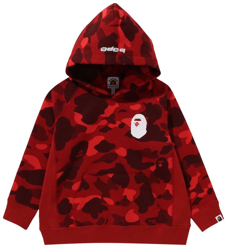 BAPE Kids Color Camo Ape Head Pullover Hoodie Red