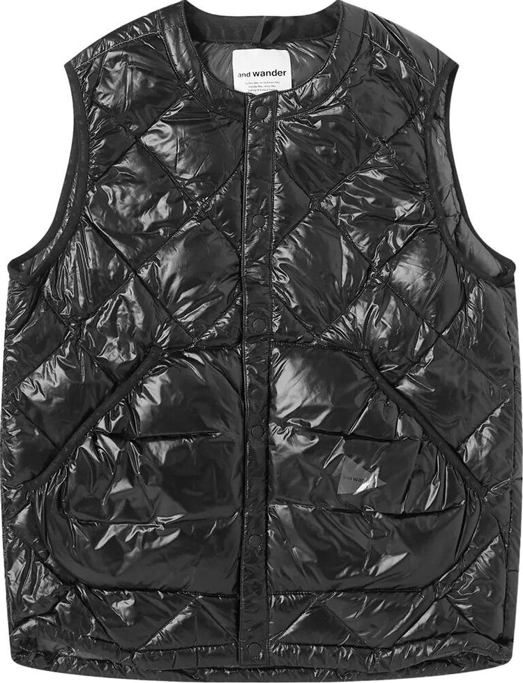 And Wander Diamond Stitch Down Vest 'Black'