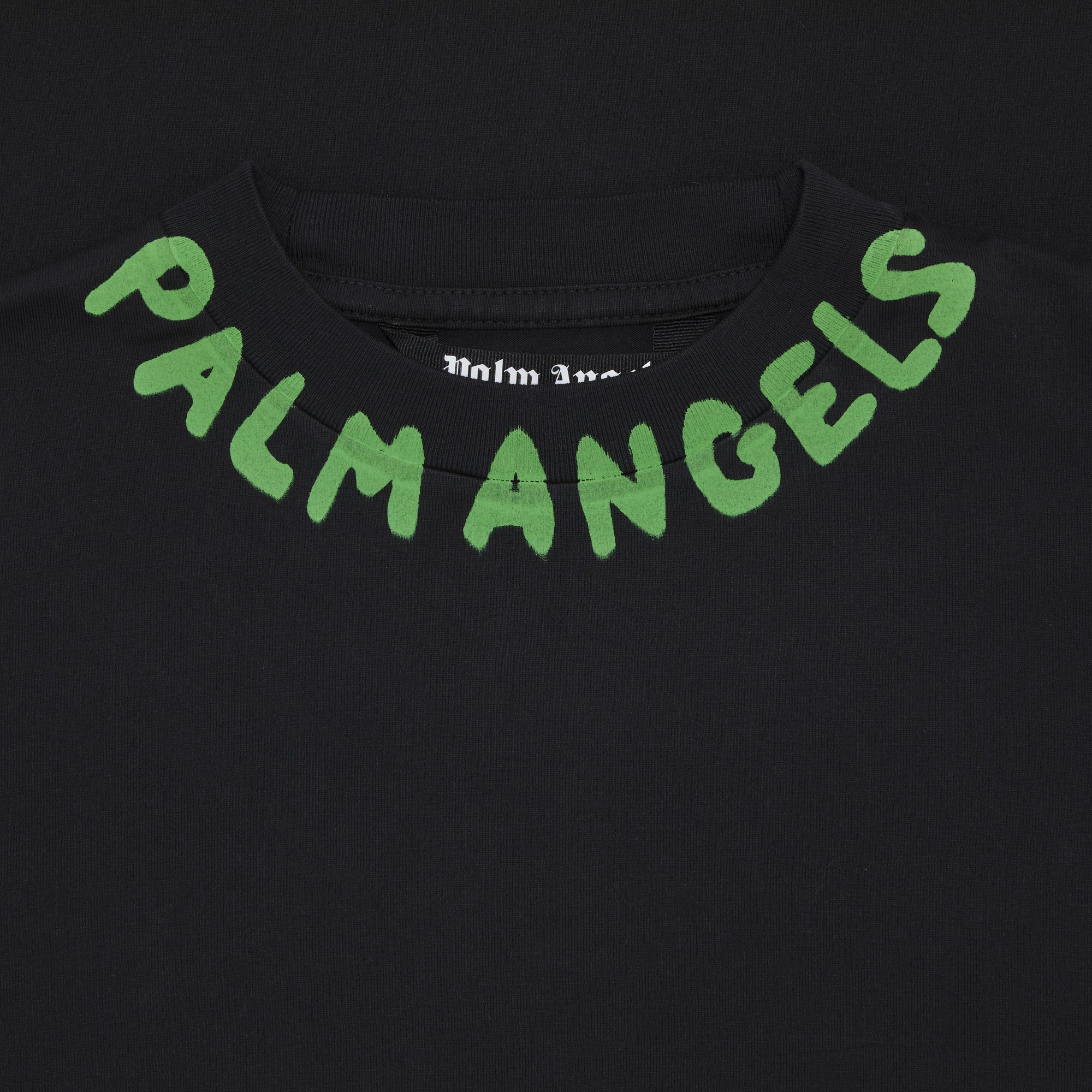 Buy Palm Angels Seasonal Logo Tee 'Black/Green Fluorescent
