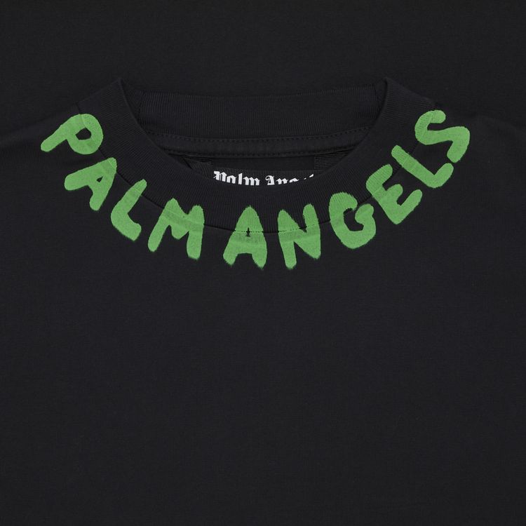 Palm Angels Seasonal Logo Tee BlackGreen Fluorescent