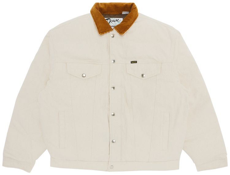 Supreme x Schott Canvas Down Trucker Jacket Natural