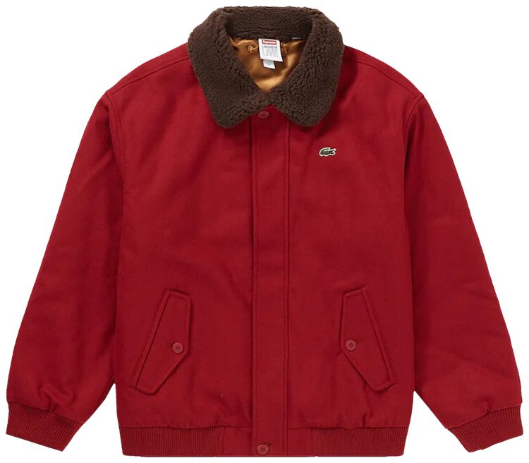 Supreme x Lacoste Wool Bomber Jacket Red