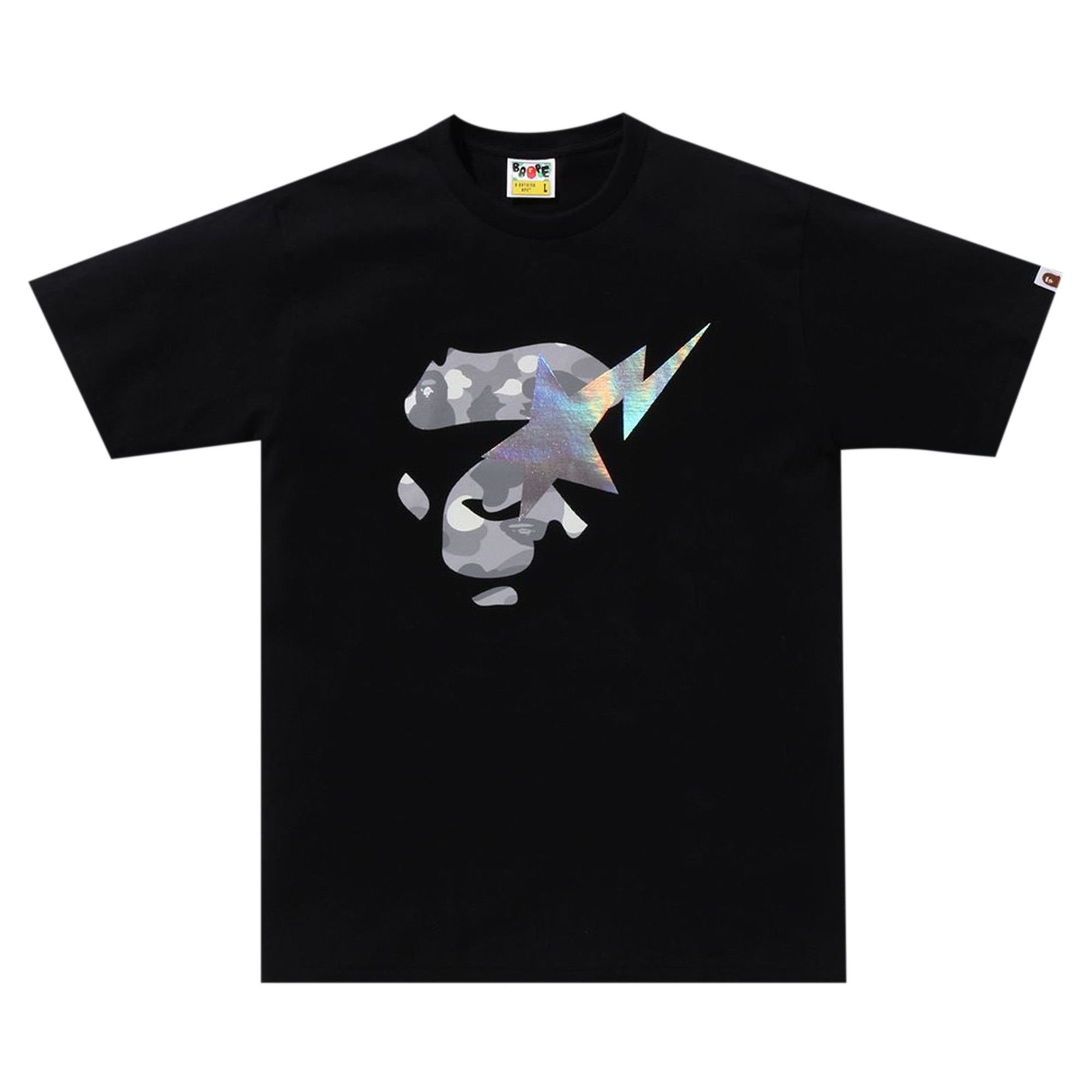 Men s T Shirt A Bathing Ape City Camo Ape Face Star Tee Black
