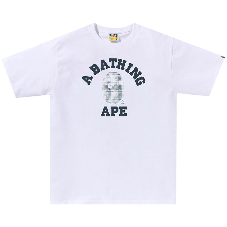 BAPE Bleach Check College Tee White