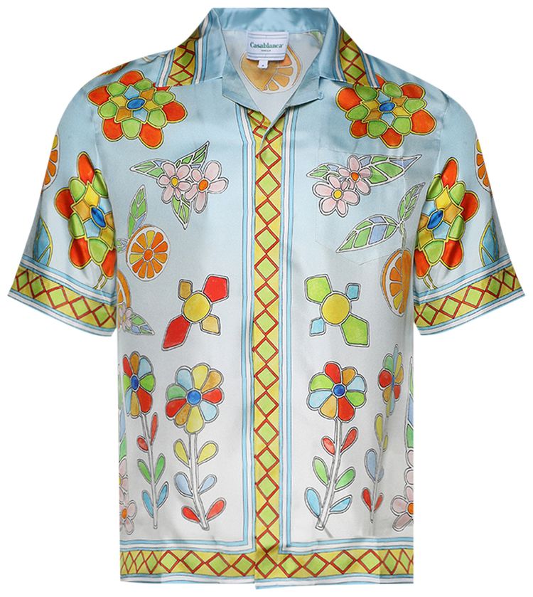 Casablanca Cuban Collar Short Sleeve Shirt Yoruba Flowers