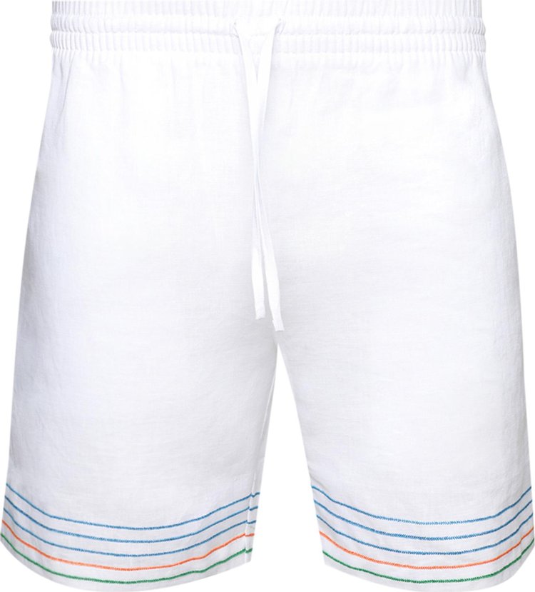 Casablanca Embroidered Linen Shorts Le Fil De La Musique