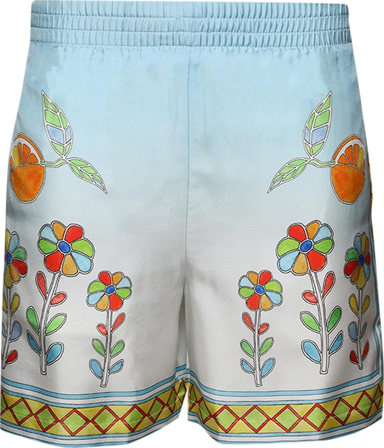 Casablanca Silk Shorts With Drawstring 'Yoruba Flowers'