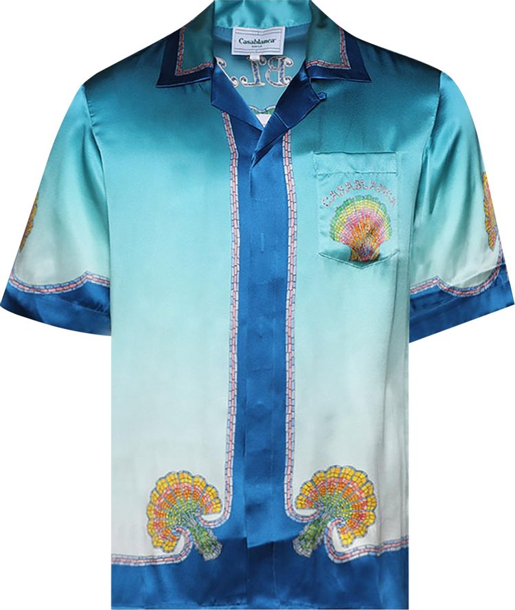 Casablanca Cuban Collar Short Sleeve Shirt Coquillage Color