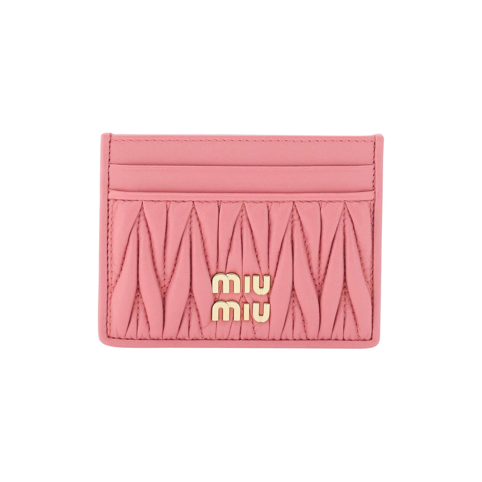 ★MIU MIU★25SS★ Materace Card Holder Soyia 5MC076AFPPF0K57 Miu Miu Matelasse Nappa Leather Card Holder Black in Leather