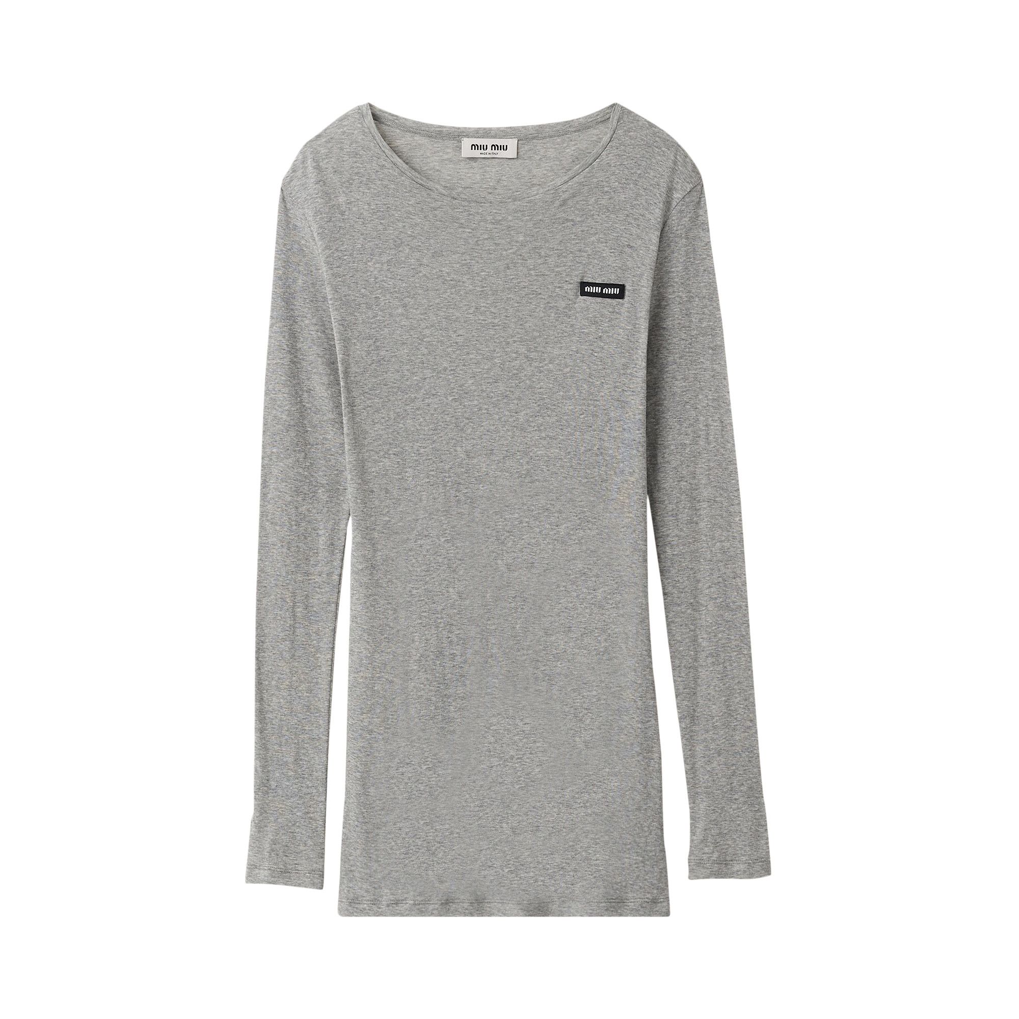 Buy Miu Miu Ribbed Knit Jersey Dress 'Grey' - MJA842 S 231