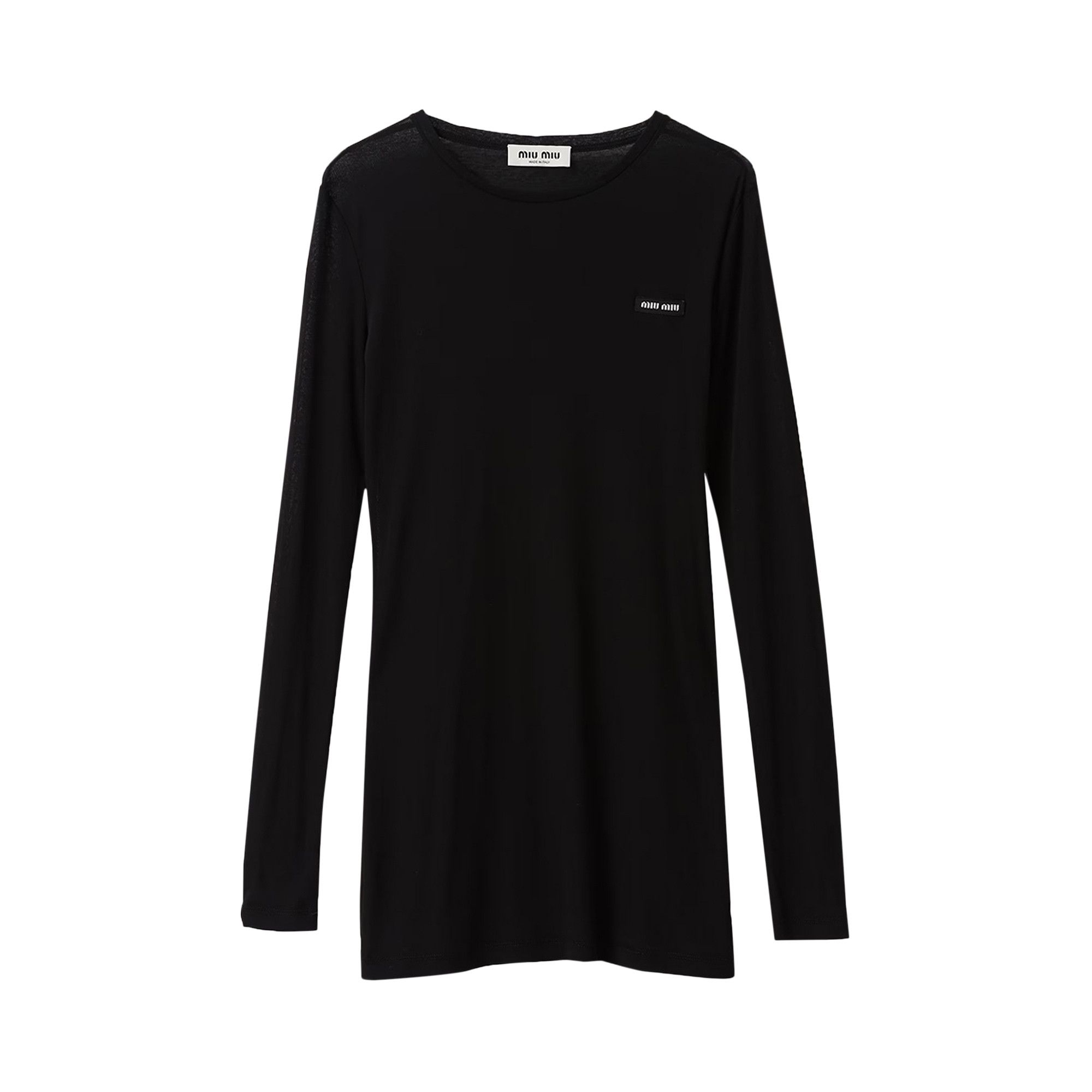 Buy Miu Miu Ribbed Knit Jersey Dress 'Black' - MJA842 S 231