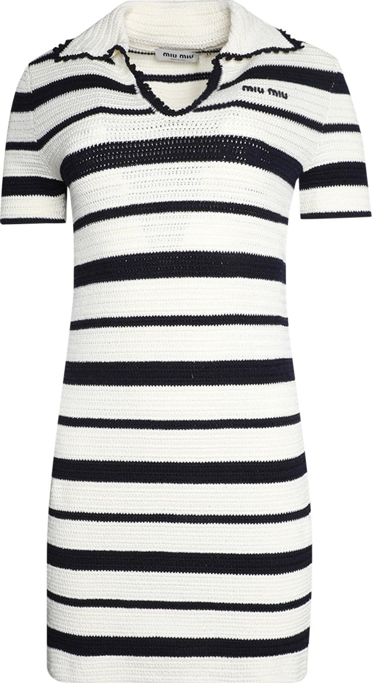 Miu Miu Knit Polo Dress White