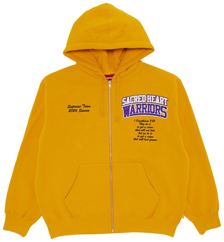 Supreme Salvation Zip Up Hooded Sweatshirt Gold