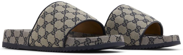 Gucci GG Slide Sandal Beige Blue Monogram