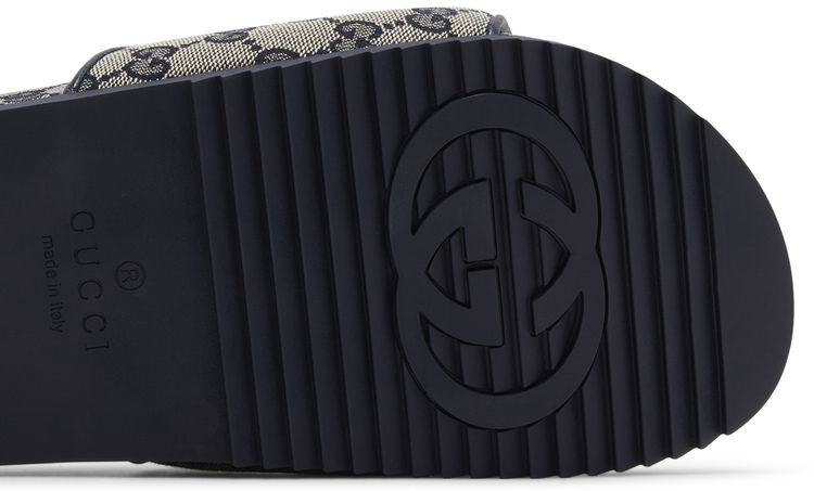 Gucci GG Slide Sandal Beige Blue Monogram