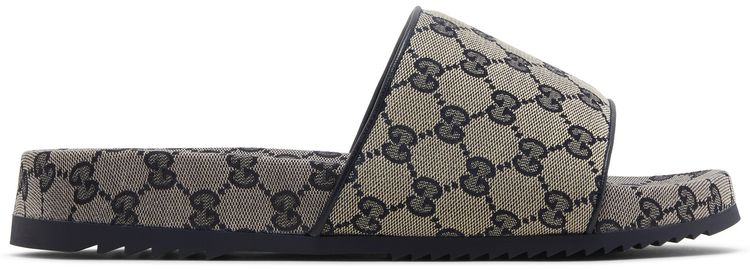 Gucci GG Slide Sandal Beige Blue Monogram