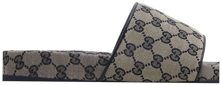 Gucci GG Slide Sandal Beige Blue Monogram