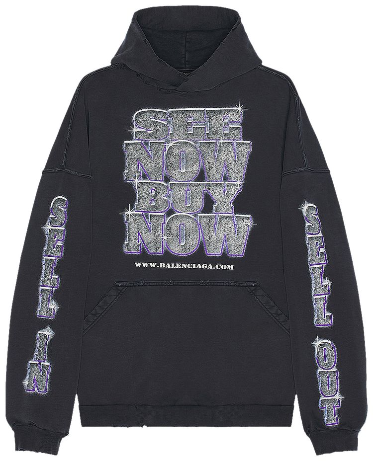 Balenciaga Large Fit Hoodie Faded Black