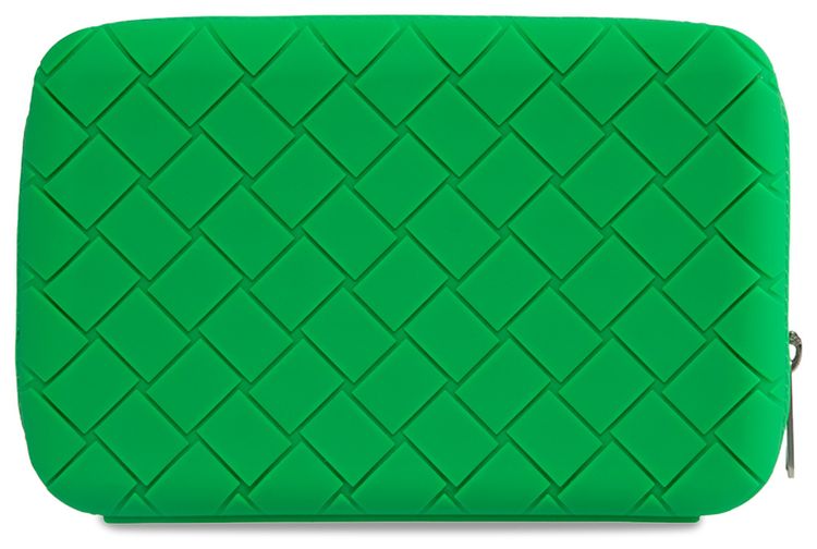 Bottega Veneta Tech Rubber Clutch ParakeetSilver