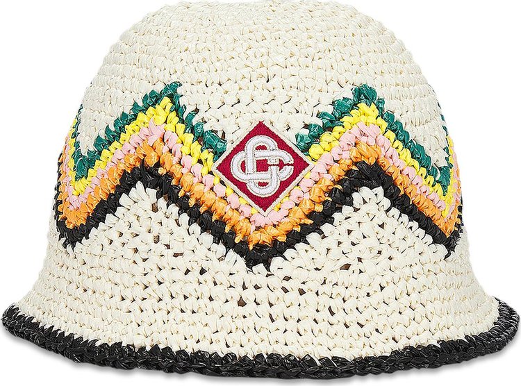 Casablanca Raffia Crochet Hat WhiteMulticolor