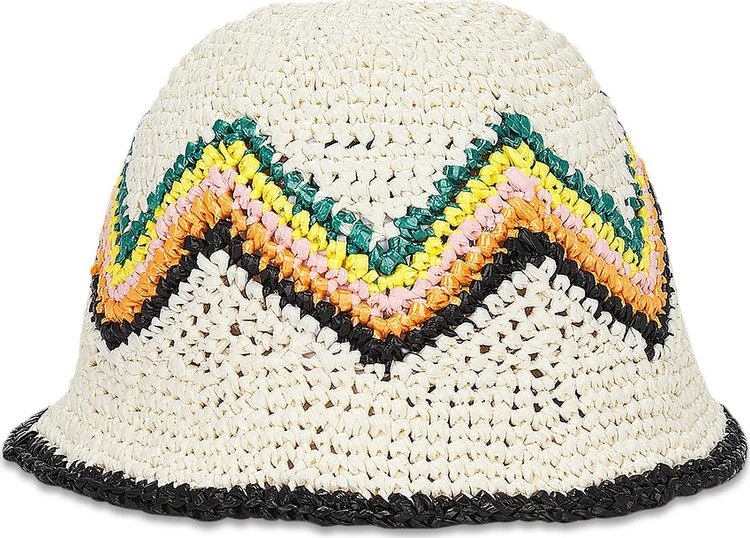 Casablanca Raffia Crochet Hat WhiteMulticolor