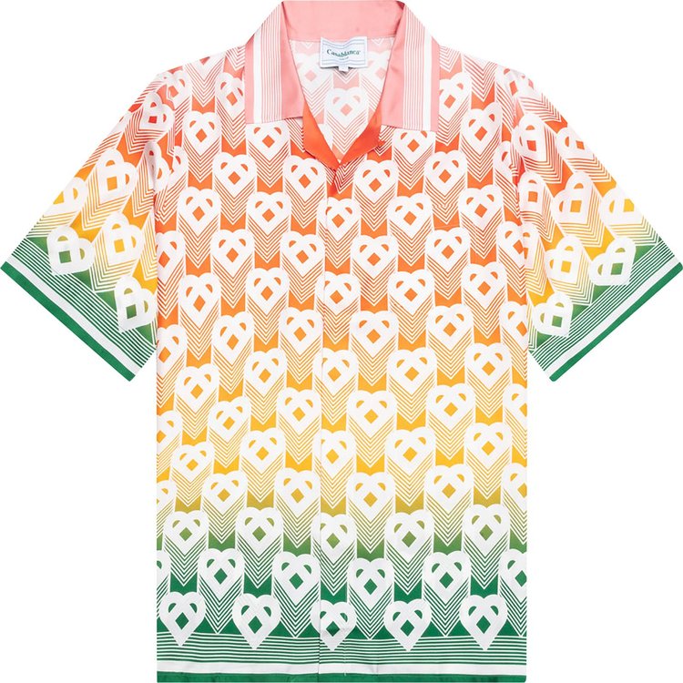 Casablanca Cuban Collar Short Sleeve Shirt Heart Monogram Gradient