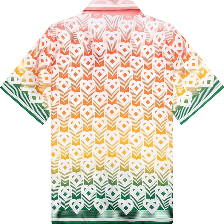 Casablanca Cuban Collar Short Sleeve Shirt Heart Monogram Gradient