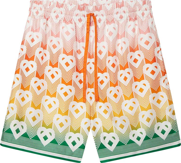Casablanca Silk Shorts With Drawstring 'Heart Monogram Gradient'