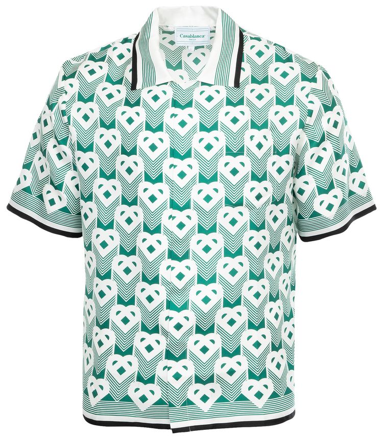 Casablanca Cuban Collar Short Sleeve Shirt Heart Monogram Sport